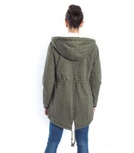 SLIDE OF LIFE Parka with eco-leather details GREEN art. PKA03