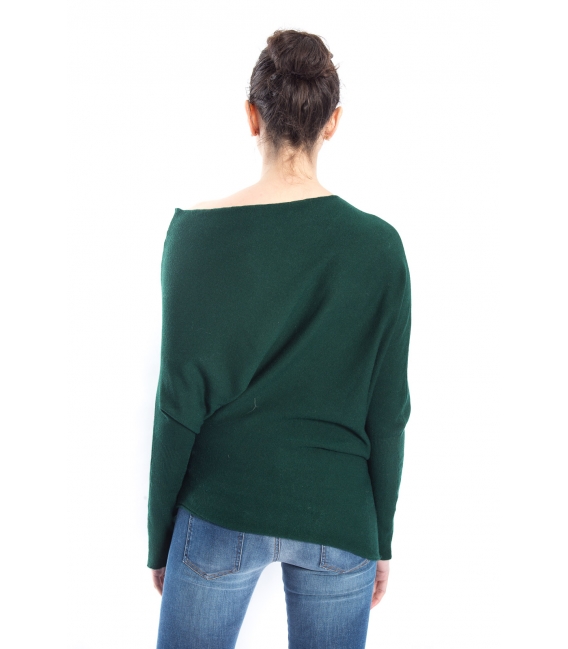 SLIDE OF LIFE Asymmetric sweater GREEN art. ELA09