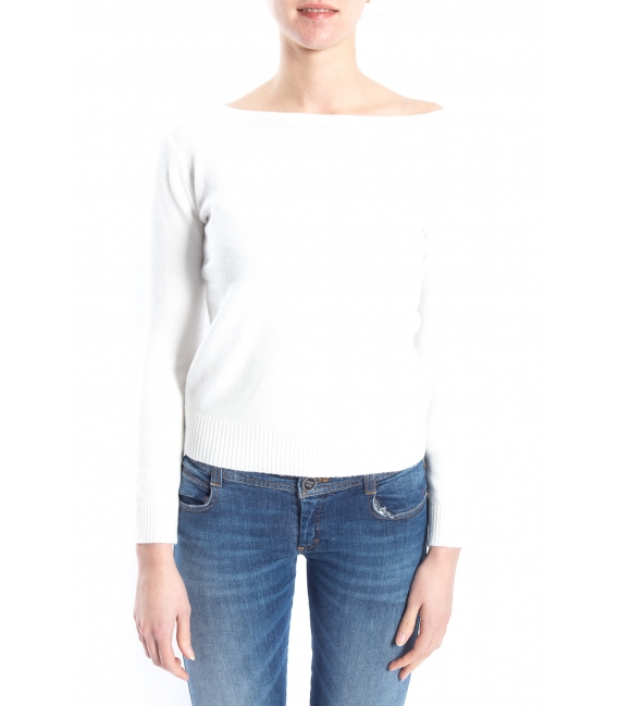 SLIDE OF LIFE Sweater with wide neck WHITE art. ELA10