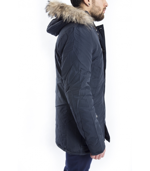 NUOVO GIGLIO Parka con cappuccio e zip BLU G-101