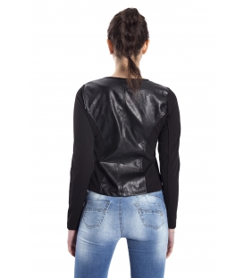 Jacket in eco-leather with asymmetric zip BLACK art. AL102