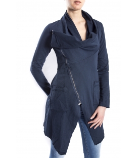 SUSY MIX Sweashirt asymmetric with zip BLUE art. 675