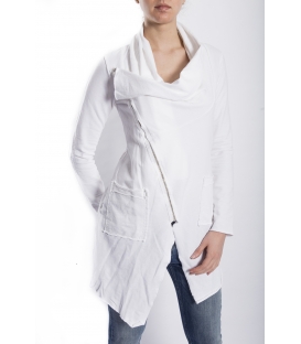 SUSY MIX Sweashirt asymmetric with zip WHITE art. 675