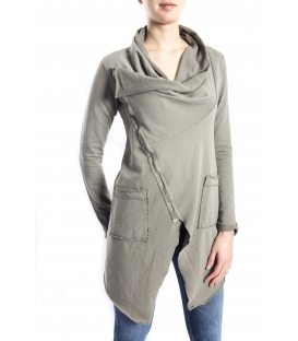 SUSY MIX Sweashirt asymmetric with zip GREEN art. 675