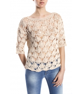 SUSY MIX Maglia traforata PANNA art. 52509