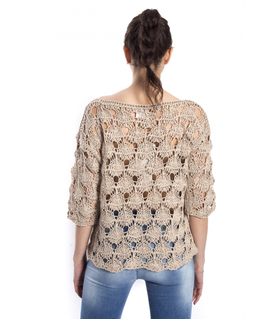 SUSY MIX Perforated sweater BEIGE art. 52509