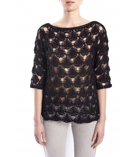 SUSY MIX Perforated sweater BLACK art. 52509