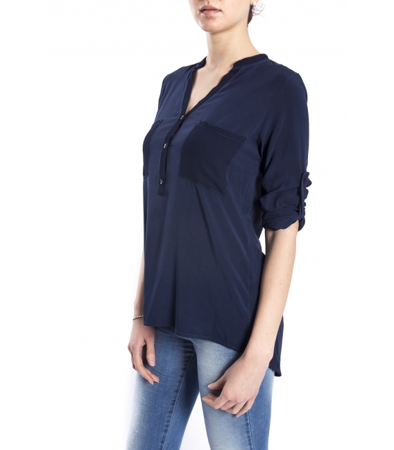 SUSY MIX Shirt serafino with buttons BLUE art. 43112MP