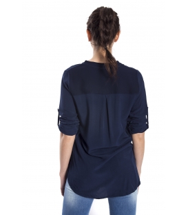 SUSY MIX Camicia serafino con bottoni BLU art. 43112MP