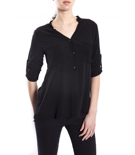 SUSY MIX Shirt serafino with buttons BLACK art. 43112MP