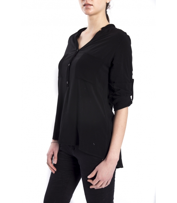 SUSY MIX Shirt serafino with buttons BLACK art. 43112MP