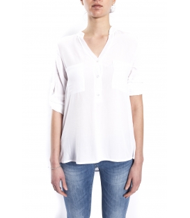 SUSY MIX Camicia serafino con bottoni BIANCO art. 43112MP