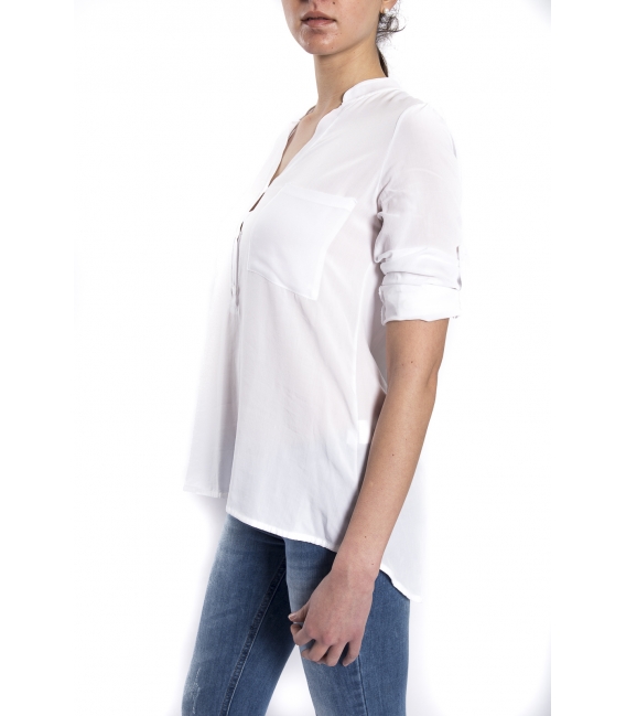 SUSY MIX Shirt serafino with buttons WHITE art. 43112MP