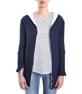 SUSY MIX Long cardigan with hood BLUE art. 6022