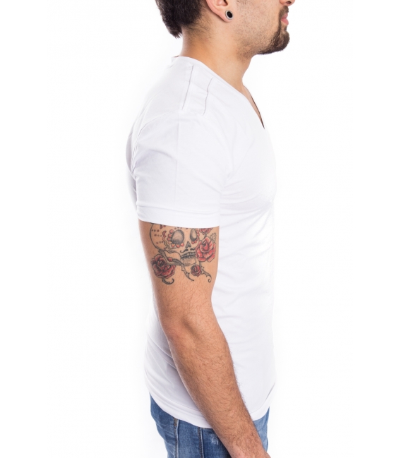 ANTONY MORATO T-shirt MAN V neck with logo WHITE MMKS00738