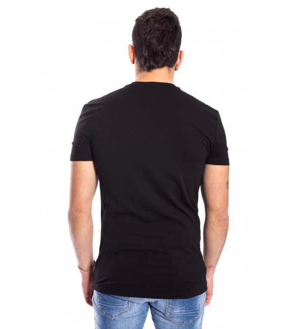 ANTONY MORATO T-shirt MAN V neck with logo BLACK MMKS00738