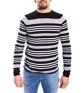 ANTONY MORATO Sweater MAN with stripes BLACK/GREY MMKS00510