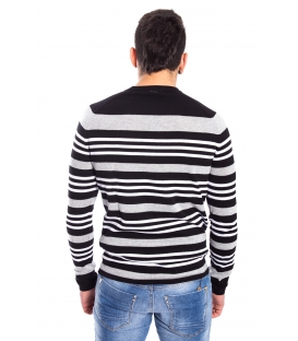 ANTONY MORATO Sweater MAN with stripes BLACK/GREY MMKS00510