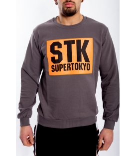 STK SUPER TOKYO Felpa UOMO con stampa PIOMBO 1541