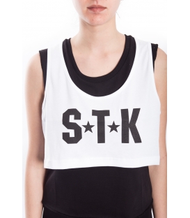 STK SUPER TOKYO Top corto DONNA con stampa BIANCO STKD074