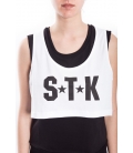 STK SUPER TOKYO Top corto DONNA con stampa BIANCO STKD074