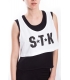 STK SUPER TOKYO Short Top WOMAN with print WHITE STKD074