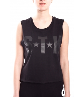 STK SUPER TOKYO Top DONNA con scritta NERO STKD142