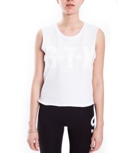 STK SUPER TOKYO Top DONNA con scritta BIANCO STKD142