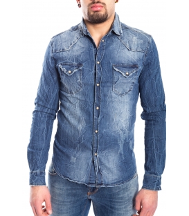 Camicia jeans UOMO con strappetti DENIM Art. J-9028