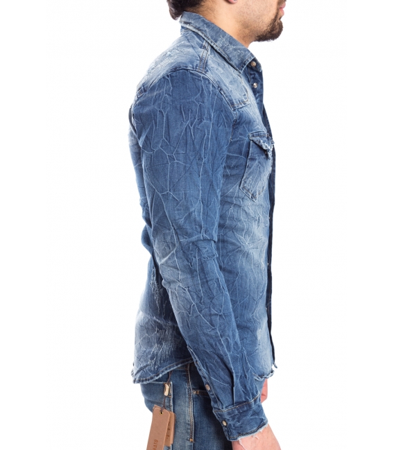 Camicia jeans UOMO con strappetti DENIM Art. J-9028