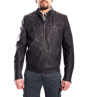 Jacket MAN in eco-leather GREY / BLACK Art. GP-1587