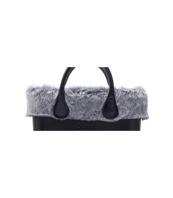 Bordo Ecopelliccia rabbit grigio per O Bag mini