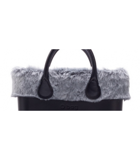 Bordo Ecopelliccia rabbit grigio per O Bag mini