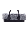 Bordo Ecopelliccia rabbit grigio per O Bag mini