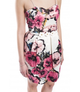  RINASCIMENTO Dress with flowers + belt FANTASY PINK CFC0072826003