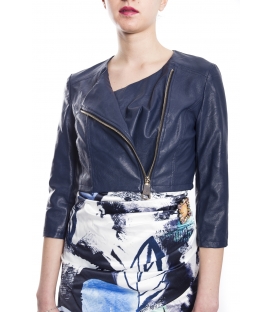 RINASCIMENTO Jacket woman in eco-leather with zip BLUE Art. CFC0073064003