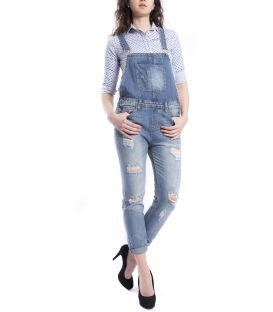 Salopette woman boyfriend baggy con strappi DENIM Art. SAL49