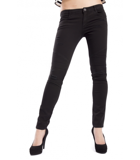 DENNY ROSE Pants / Jeans with rips BLACK 63DR12008