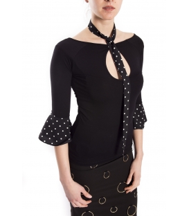 DENNY ROSE T-shirt with pois BLACK 63DR16021