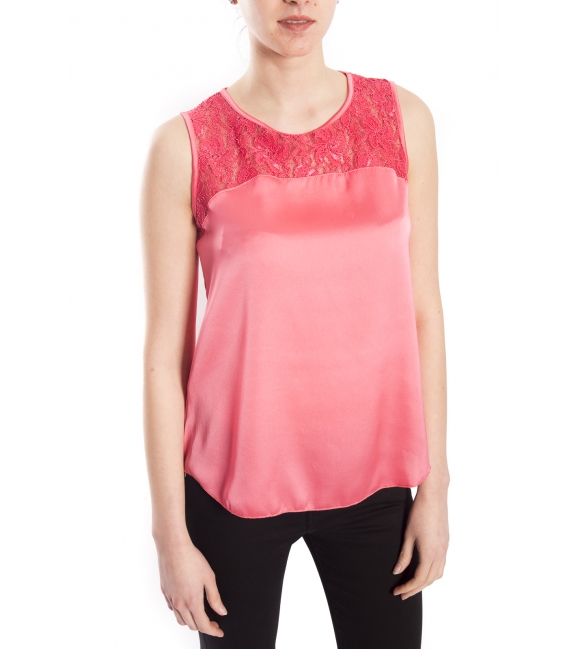 RINASCIMENTO Top with lace CORAL Art. CFC0072164003