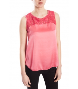 RINASCIMENTO Top with lace CORAL Art. CFC0072164003