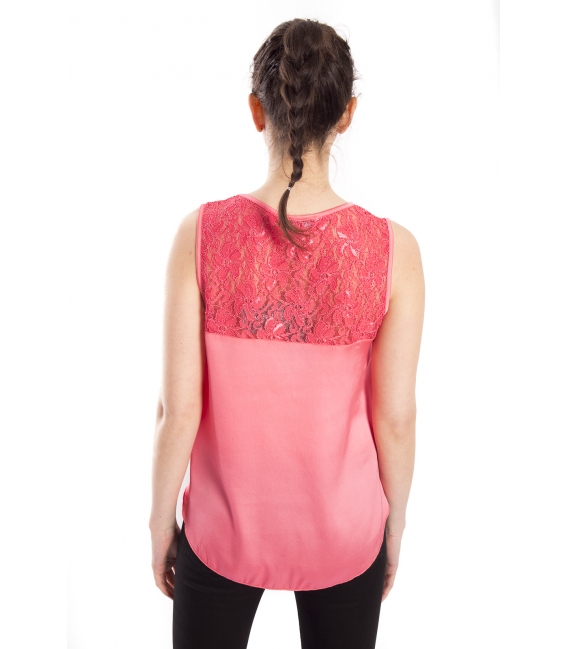 RINASCIMENTO Top with lace CORAL Art. CFC0072164003