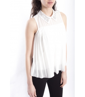 ZIMO Blusa / Camicia con plissé e colletto BIANCO Art. 2246