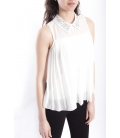 ZIMO Blouse / Shirt with plissé and studs WHITE Art. 2246
