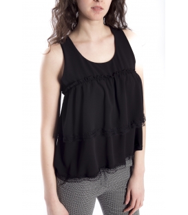 Top / Blouse WOMAN with lace BLACK Art. 6537