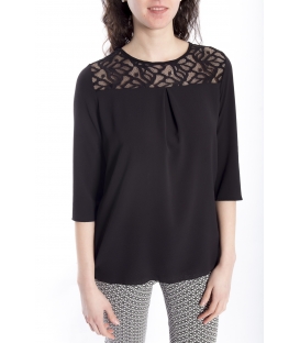 Blouse WOMAN with plissé BLACK Art. 41591