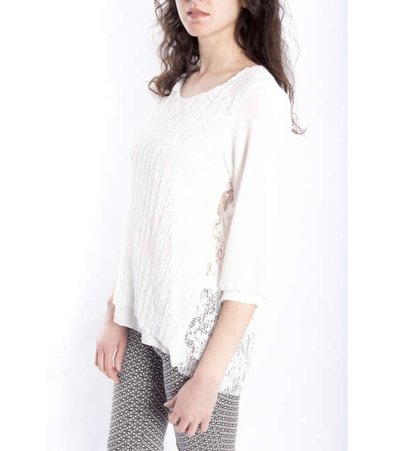 Jersey WOMAN with lace WHITE Art. 50079
