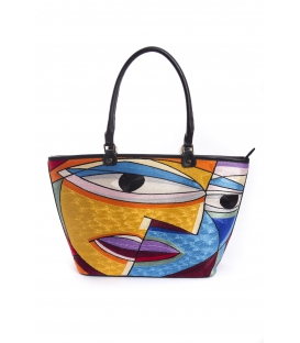 ARTE A SPASSO Borsa in tessuto con dett. ecopelle FANTASY