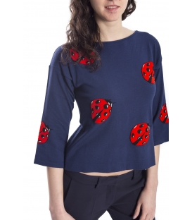 DENNY ROSE T-shirt BLU con stampa coccinelle 63DR15001