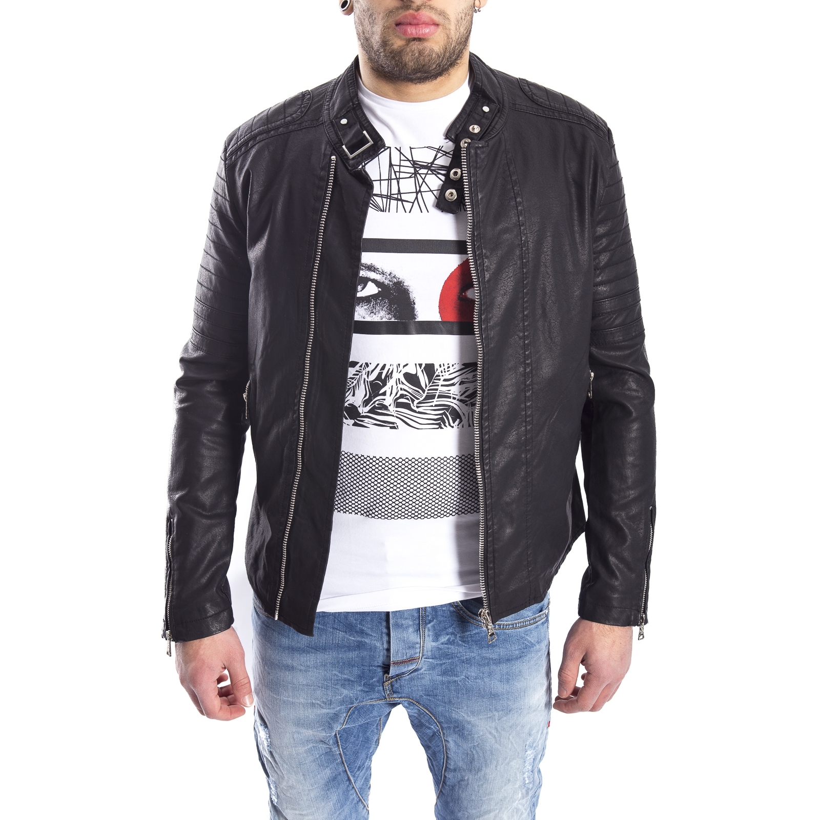 GIANNI LUPO Jacket in eco leather BLACK Art. GL005